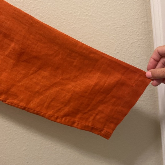NWOT Soft Surroundings Island Breeze Button 100% Linen Top in burnt orange - Picture 4 of 9